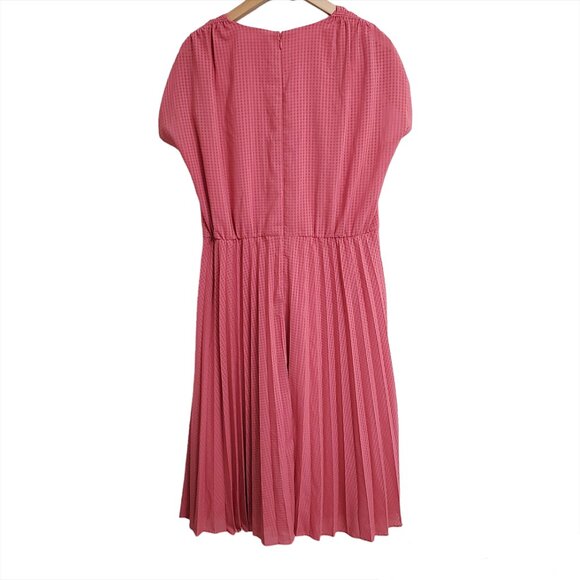 Gal Meets Glam Women Angelica Pleated Midi Dress 14 Pink Faux Wrap Shoulder Ties - Picture 3 of 11